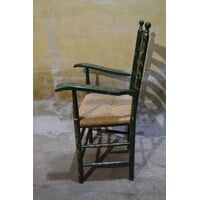 thumb-Antieke Hindelooper armstoel handbeschilderd met biezen zitting-9