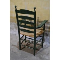 thumb-Antieke Hindelooper armstoel handbeschilderd met biezen zitting-10