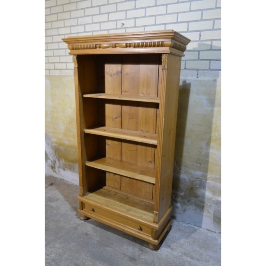 Grenen boekenkast met lade houten kast met planken-3