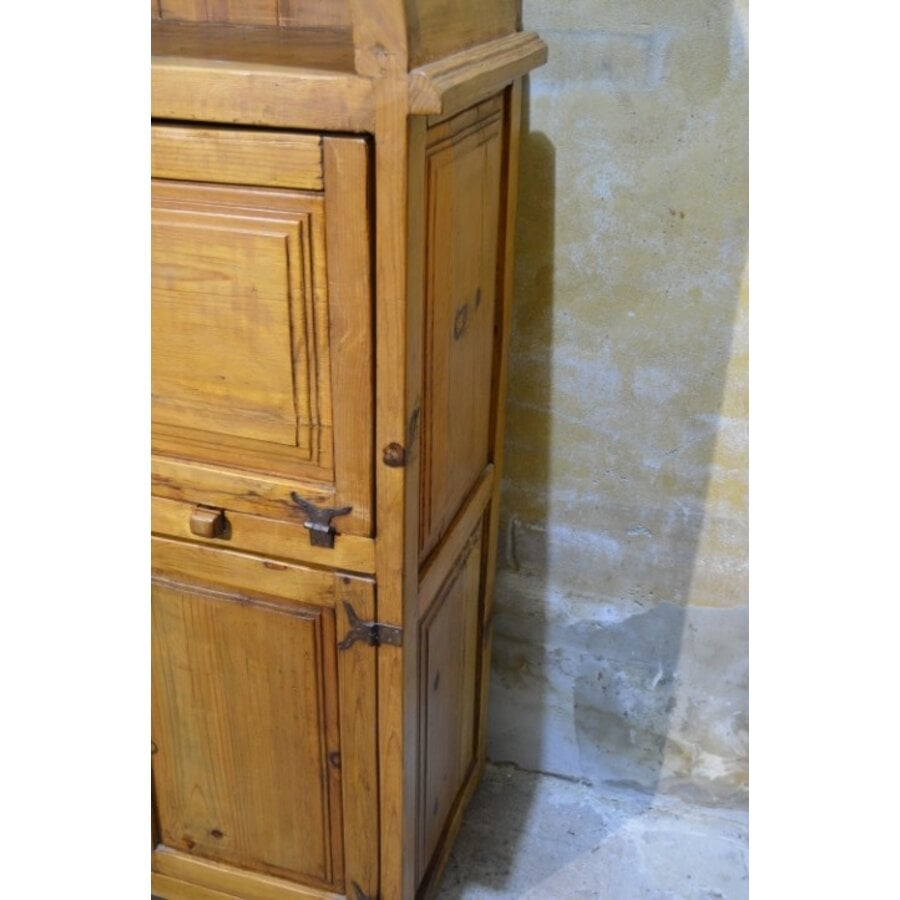 Antieke Mexicaanse grenen barkast wijnkast massief hout-5