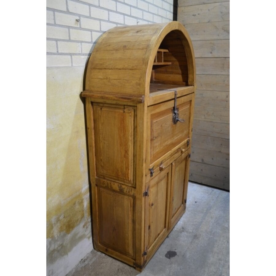 Antieke Mexicaanse grenen barkast wijnkast massief hout-6