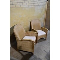 thumb-Set van 2 rotan fauteuils met teak houten frame-1