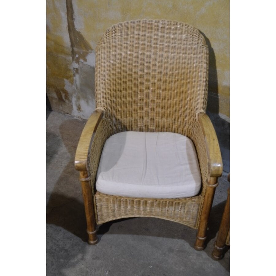 Set van 2 rotan fauteuils met teak houten frame-2