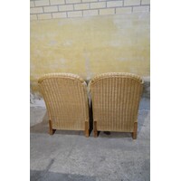 thumb-Set van 2 rotan fauteuils met teak houten frame-5