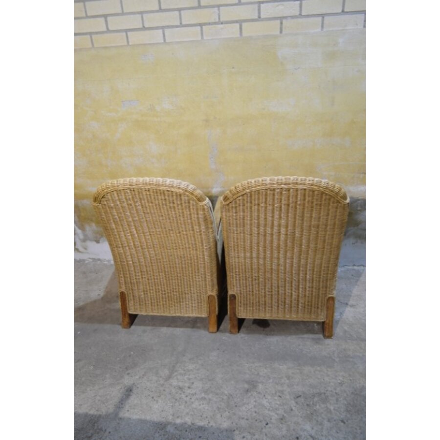 Set van 2 rotan fauteuils met teak houten frame-5