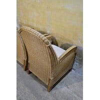 thumb-Set van 2 rotan fauteuils met teak houten frame-6