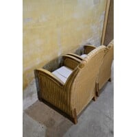 thumb-Set van 2 rotan fauteuils met teak houten frame-7