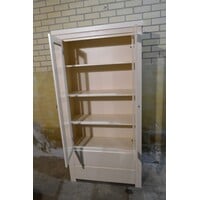 thumb-Vurenhouten vitrinekast met glazen deuren en lades, crème geschilderd-5