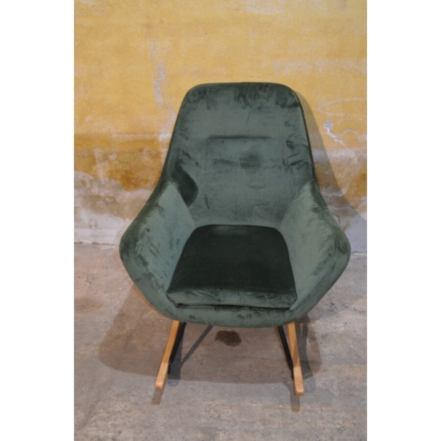 JANNIS schommelstoel groen met metalen frame en stoffen bekleding-3