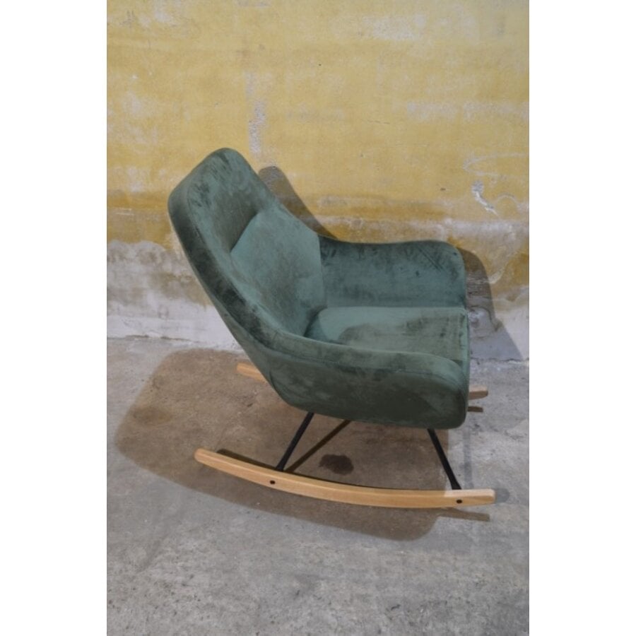 JANNIS schommelstoel groen met metalen frame en stoffen bekleding-4