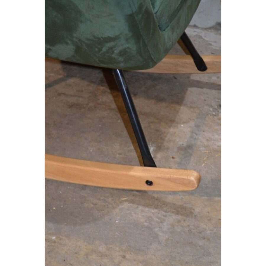 JANNIS schommelstoel groen met metalen frame en stoffen bekleding-5