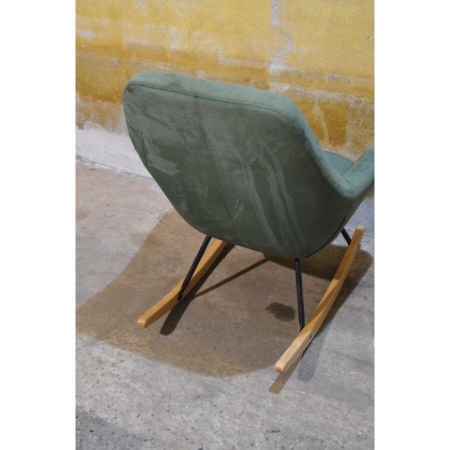 JANNIS schommelstoel groen met metalen frame en stoffen bekleding-6