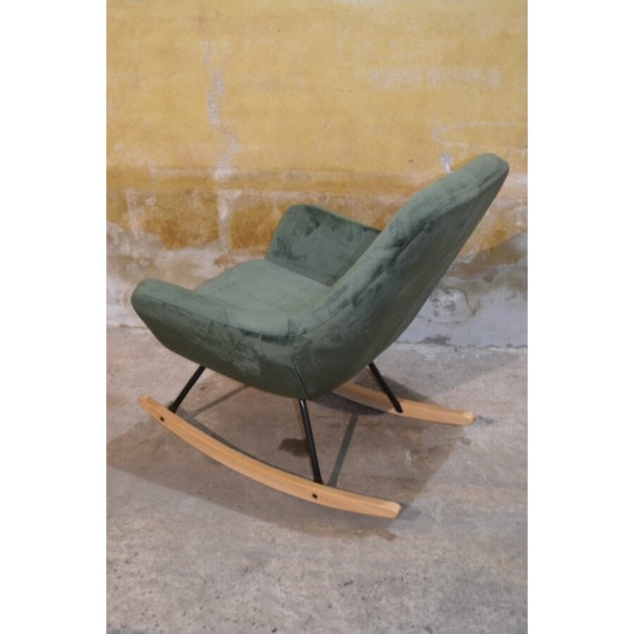 JANNIS schommelstoel groen met metalen frame en stoffen bekleding-7