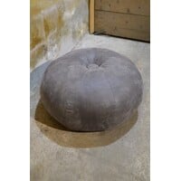 thumb-Tweedehands ronde nubuck poef Ø73 cm – Luxe zitmeubel-1
