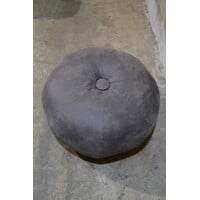 thumb-Tweedehands ronde nubuck poef Ø73 cm – Luxe zitmeubel-3