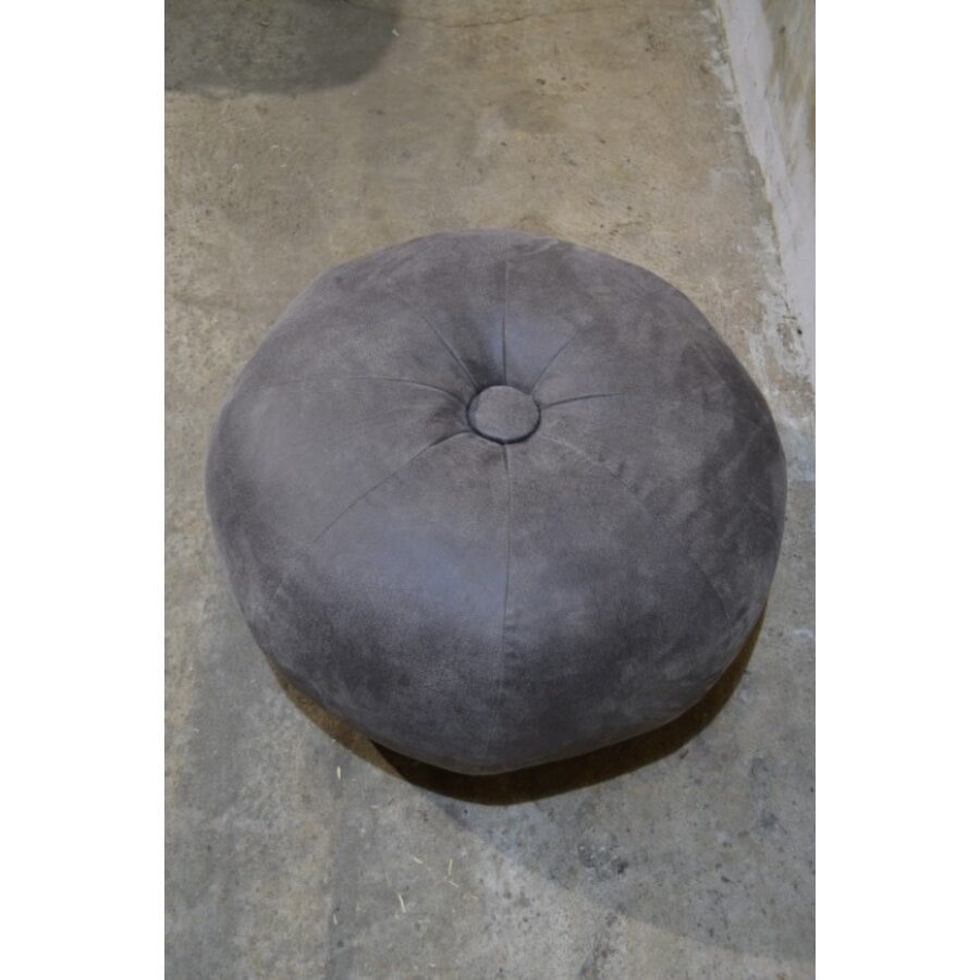 Tweedehands ronde nubuck poef Ø73 cm – Luxe zitmeubel-3