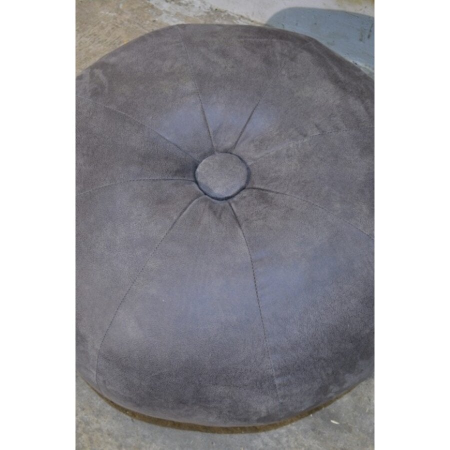 Tweedehands ronde nubuck poef Ø73 cm – Luxe zitmeubel-4