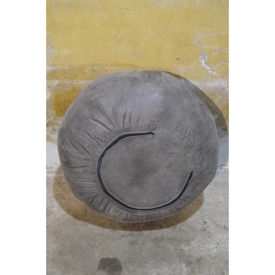 Tweedehands ronde nubuck poef Ø73 cm – Luxe zitmeubel-5