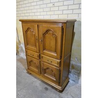 thumb-Donker eiken 4-deurs kast met lades – Servieskast of linnenkast-3