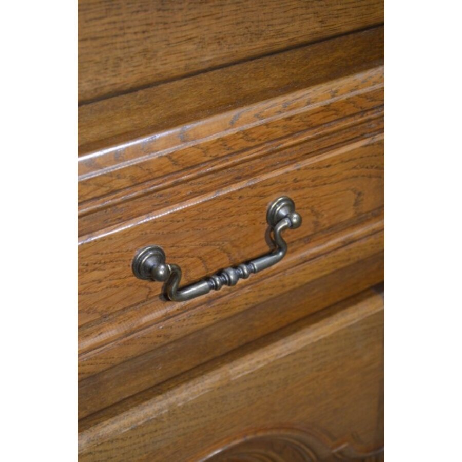 Donker eiken 4-deurs kast met lades – Servieskast of linnenkast-6