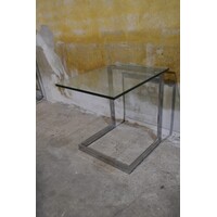 thumb-Gebra bijzettafel met glasplaat – Verchroomd metalen design jaren 80-2