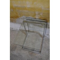 thumb-Gebra bijzettafel met glasplaat – Verchroomd metalen design jaren 80-3