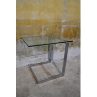 thumb-Gebra bijzettafel met glasplaat – Verchroomd metalen design jaren 80-4