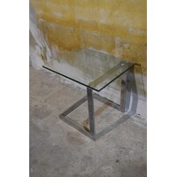 thumb-Gebra bijzettafel met glasplaat – Verchroomd metalen design jaren 80-6
