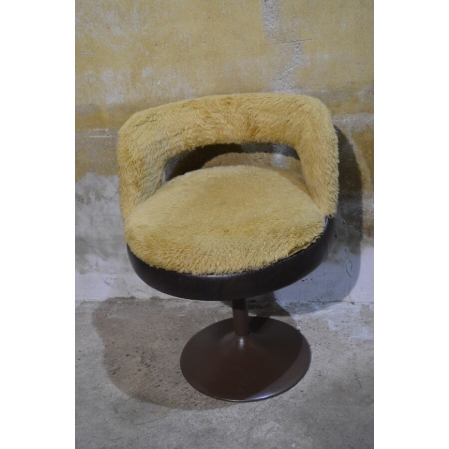 Retro tulpstoel met trompetvoet – Jaren 70 stoel met pluche zitting-2