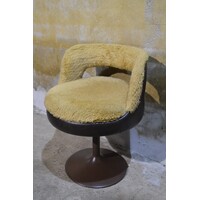 thumb-Retro tulpstoel met trompetvoet – Jaren 70 stoel met pluche zitting-3