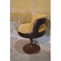 thumb-Retro tulpstoel met trompetvoet – Jaren 70 stoel met pluche zitting-4