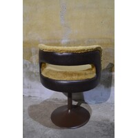 thumb-Retro tulpstoel met trompetvoet – Jaren 70 stoel met pluche zitting-5