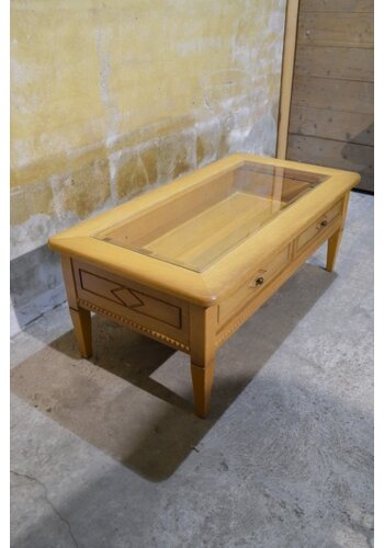 Salontafel eiken met glasplaat 