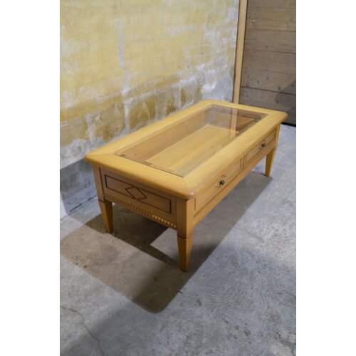 Salontafel eiken met glasplaat 