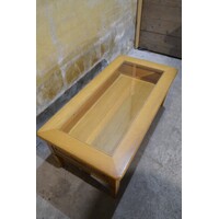 thumb-Massief eiken salontafel met glasplaat en lades – Dubbelzijdig te openen-5