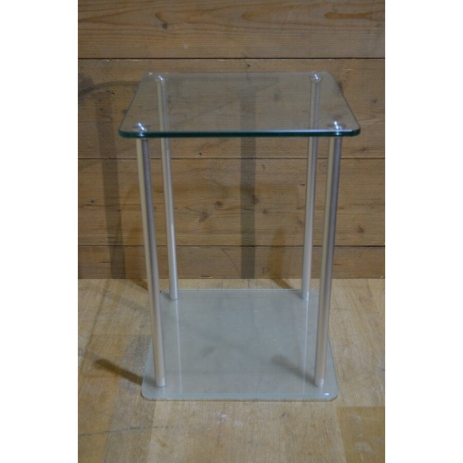 Glazen tafeltje met aluminium poten-2