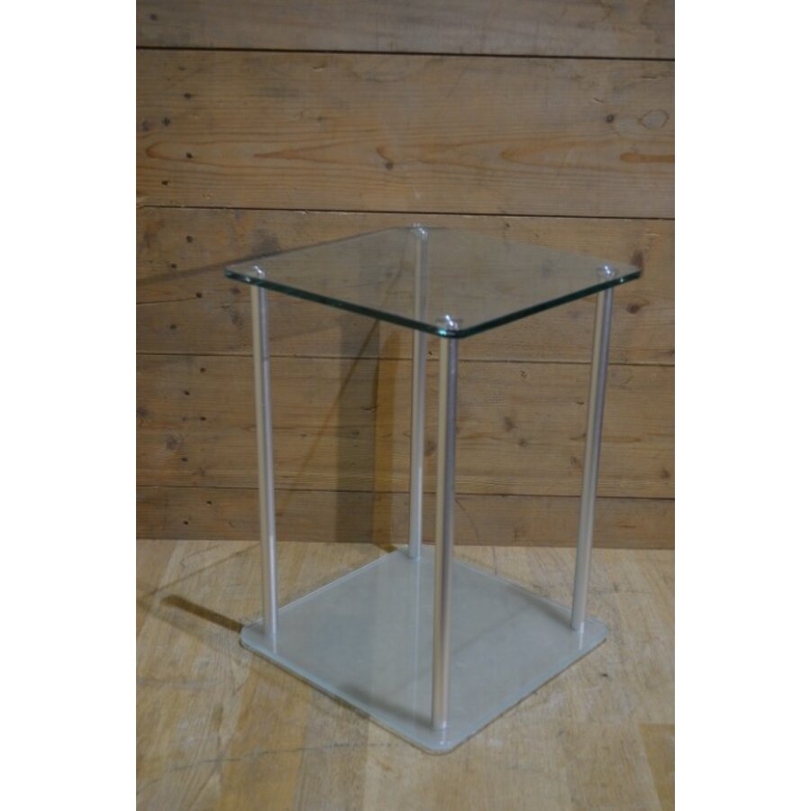 Glazen tafeltje met aluminium poten-6