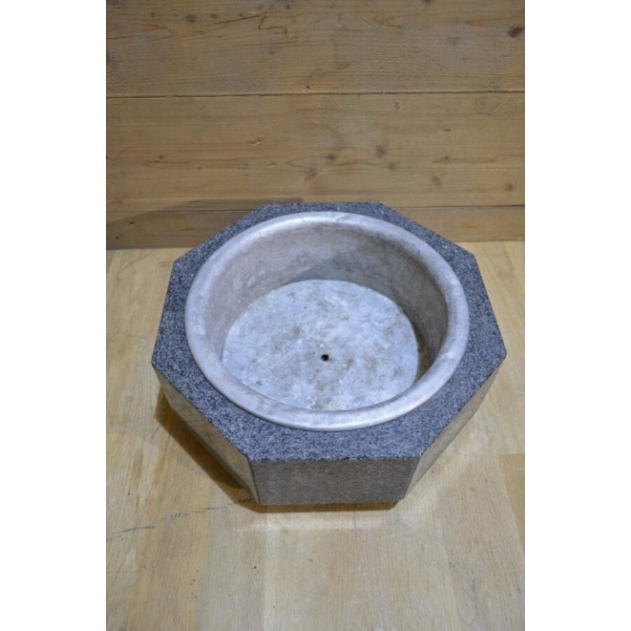 Zeshoekige granieten bloembak of waterornament-2