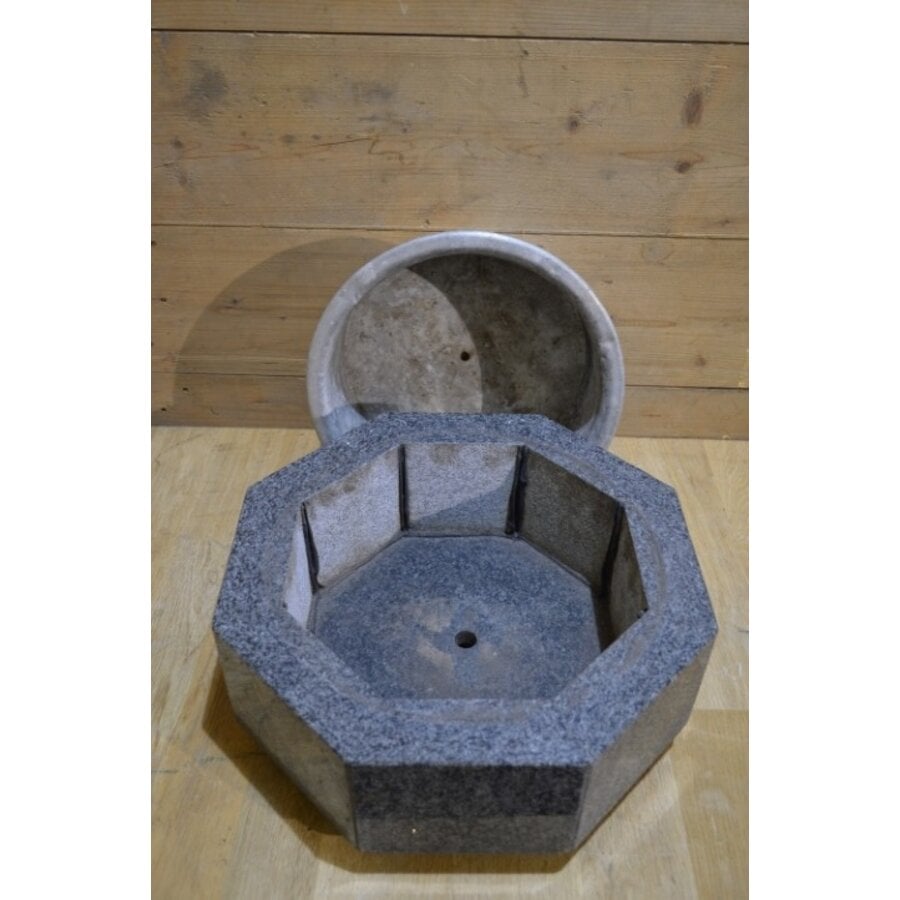 Zeshoekige granieten bloembak of waterornament-3