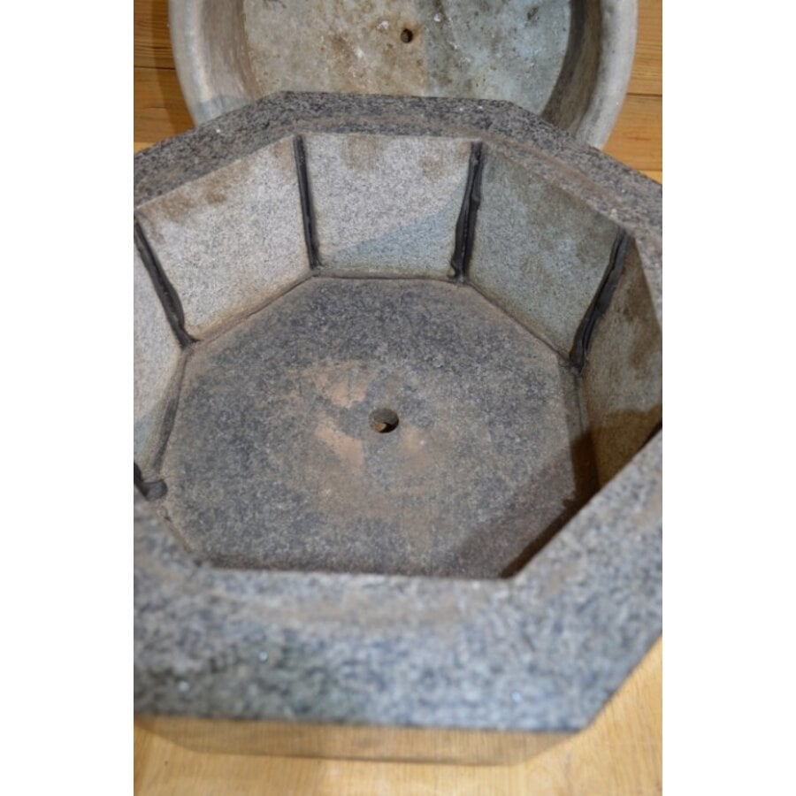 Zeshoekige granieten bloembak of waterornament-4