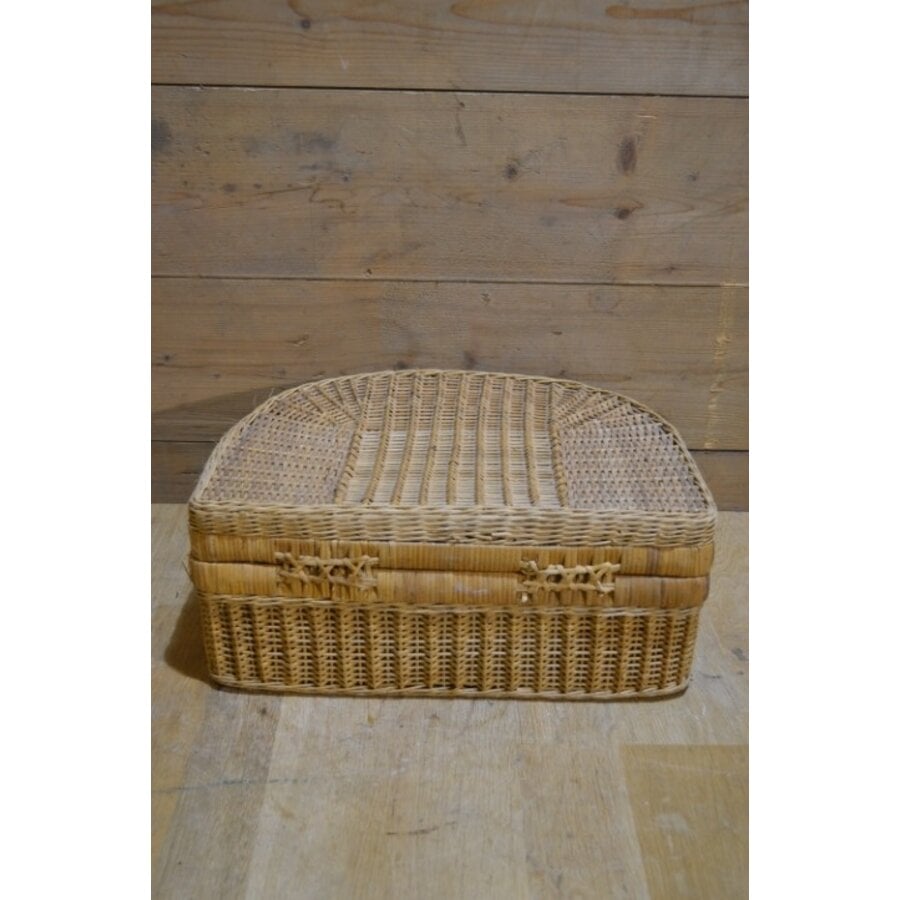 Vintage rotan picknickmand gevlochten-3