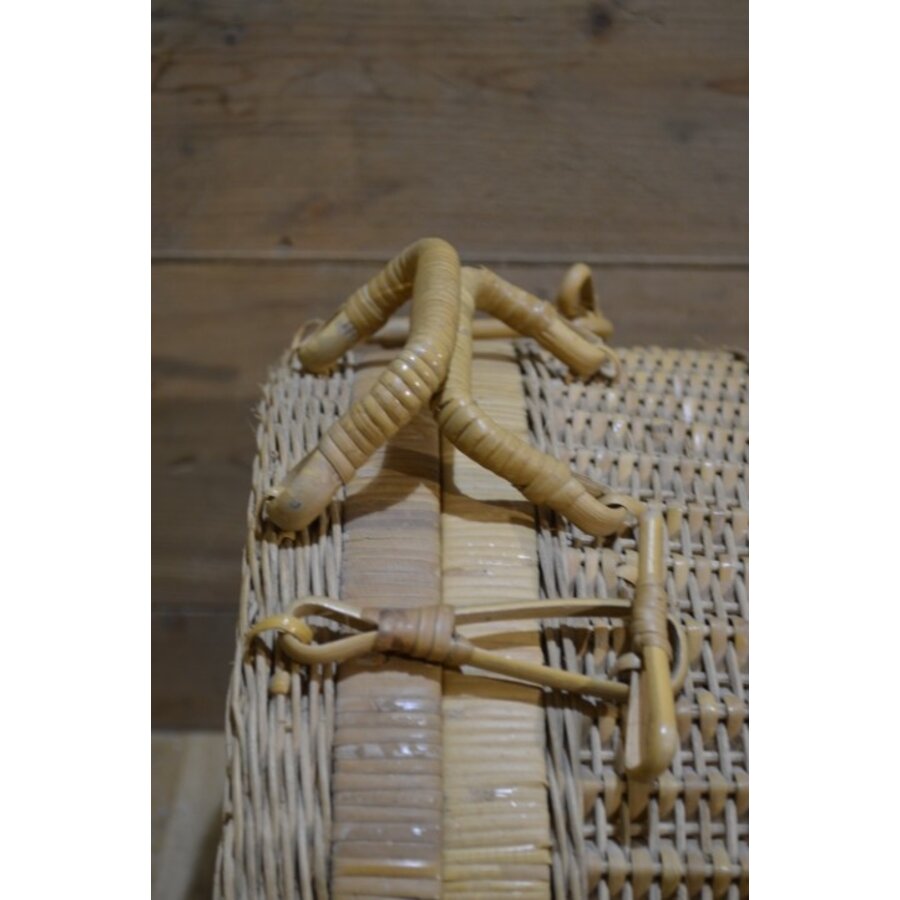 Vintage rotan picknickmand gevlochten-6
