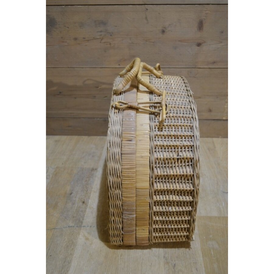 Vintage rotan picknickmand gevlochten-7
