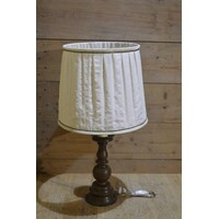 thumb-Vintage tafellamp jaren 60 hout en linnen kap-1