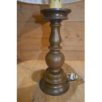 thumb-Vintage tafellamp jaren 60 hout en linnen kap-2