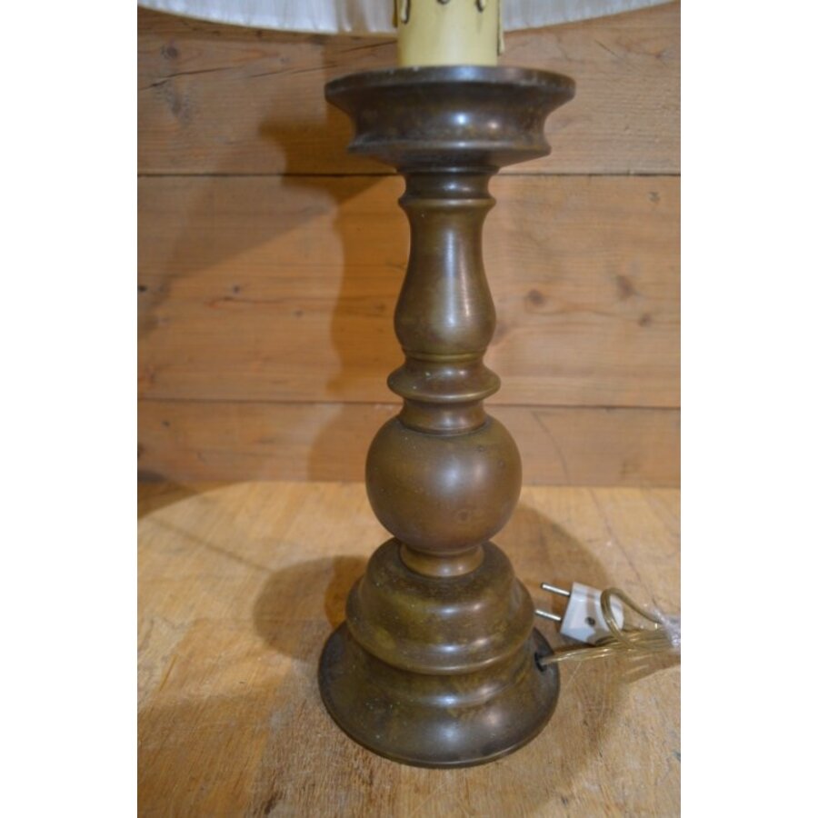 Vintage tafellamp jaren 60 hout en linnen kap-2