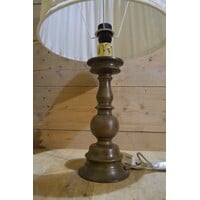 thumb-Vintage tafellamp jaren 60 hout en linnen kap-3