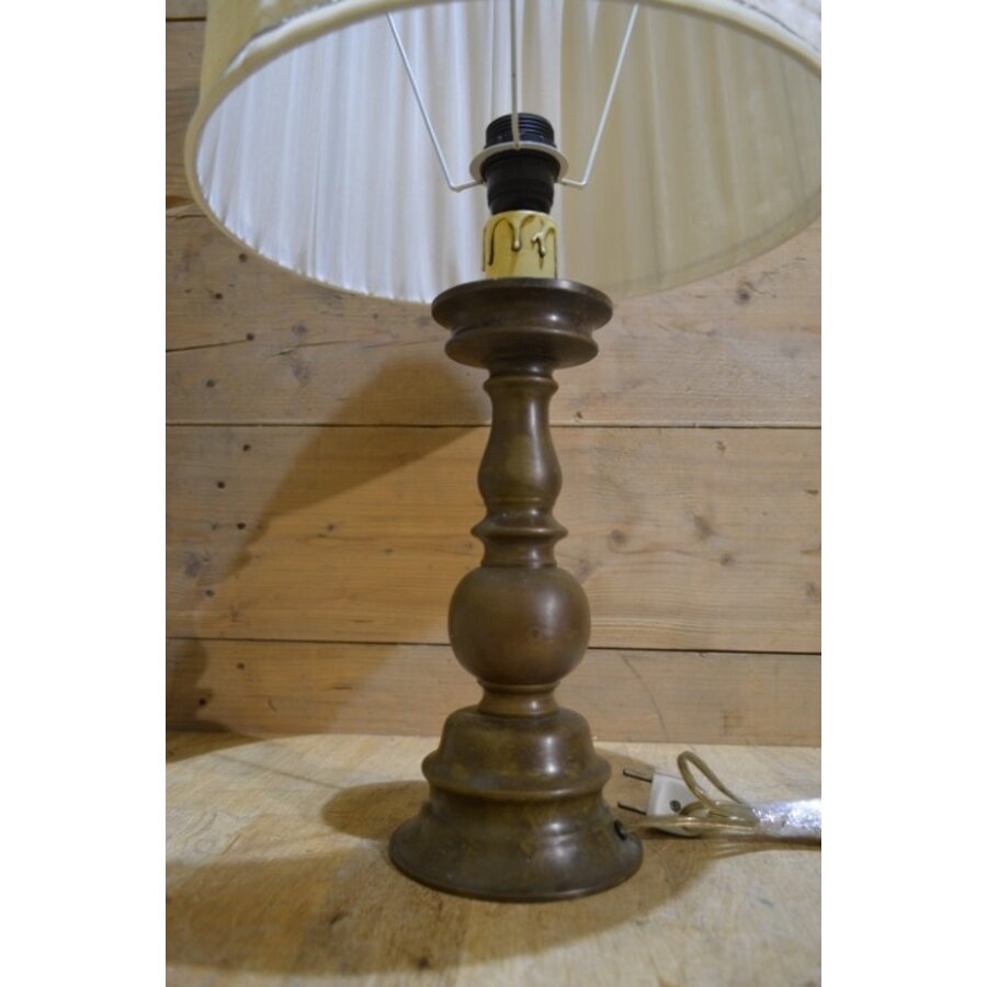 Vintage tafellamp jaren 60 hout en linnen kap-3
