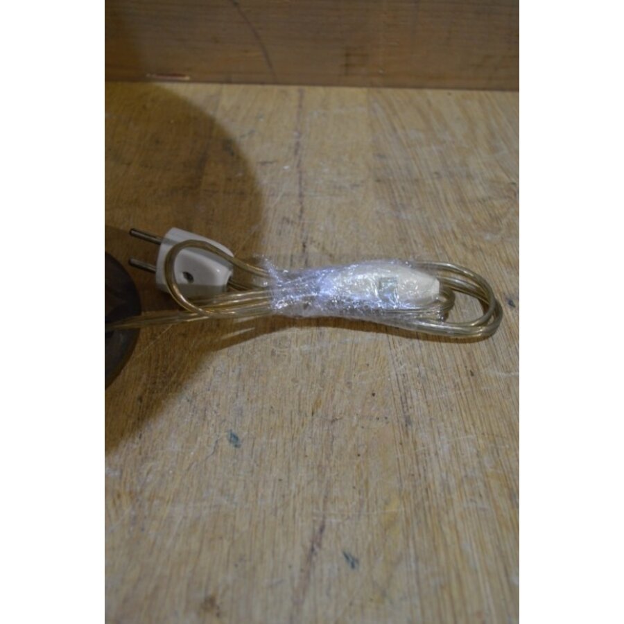 Vintage tafellamp jaren 60 hout en linnen kap-4