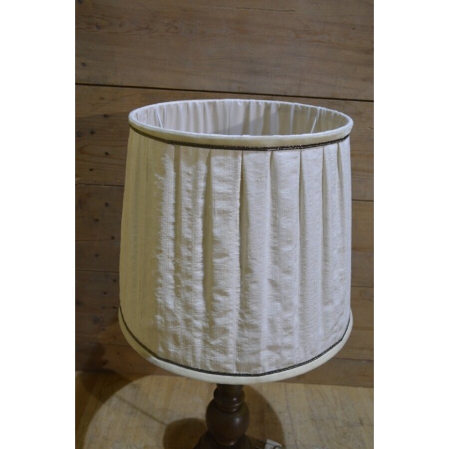 Vintage tafellamp jaren 60 hout en linnen kap-5